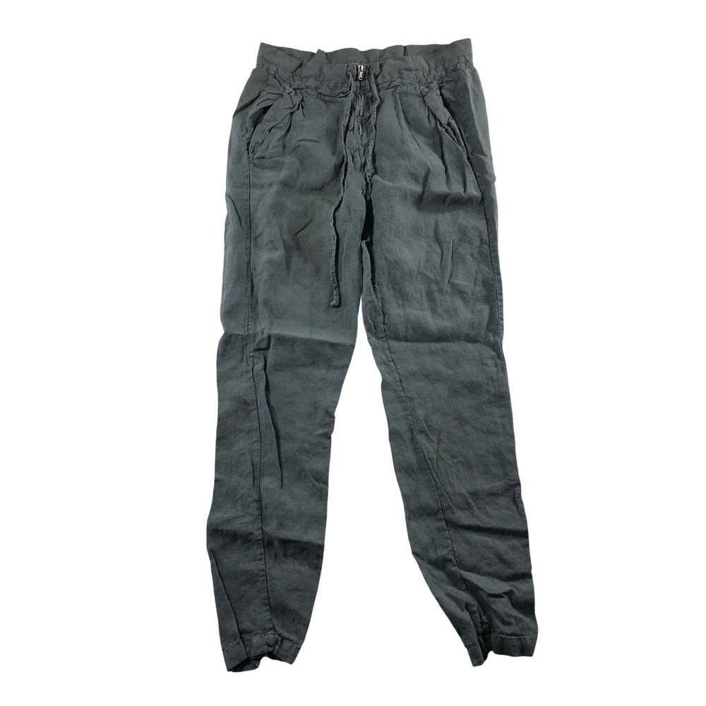 Transit Par Such Italy Blue Gray 100% Linen Jogger Pants Drawstring Size 2